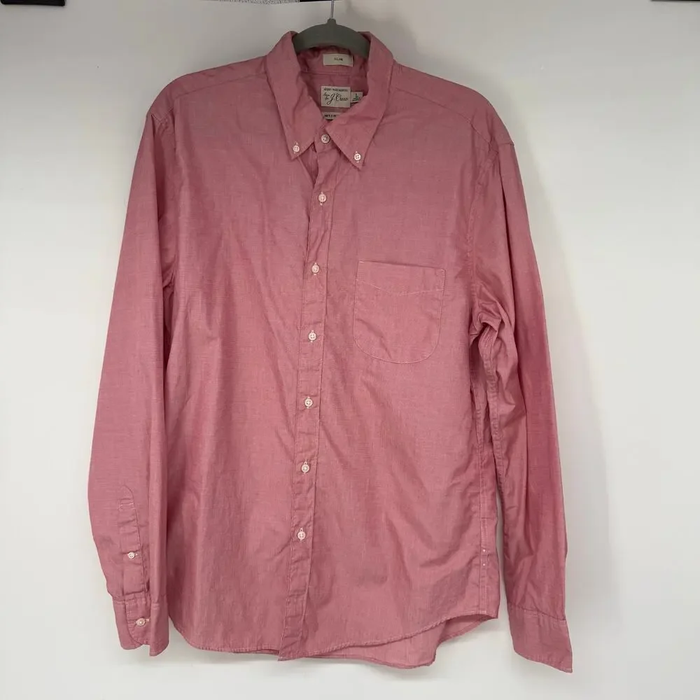 J. Crew Slim Secret Wash Cotton Poplin Shirt Men's Size L Maroon Eoe Style BJ742